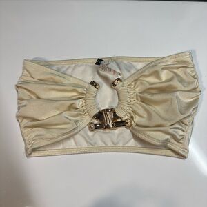 PrettyLittleThing Cream Bandeau Crop Top